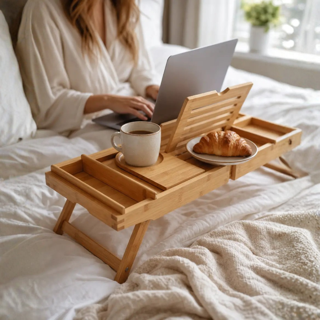 Expandable Bamboo Bathtub/ Caddy Tray with Stands