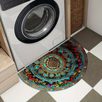 Door mat half round mandala design rug