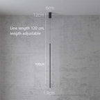 Pendant Light Slim Black Metal Bedroom Lamp