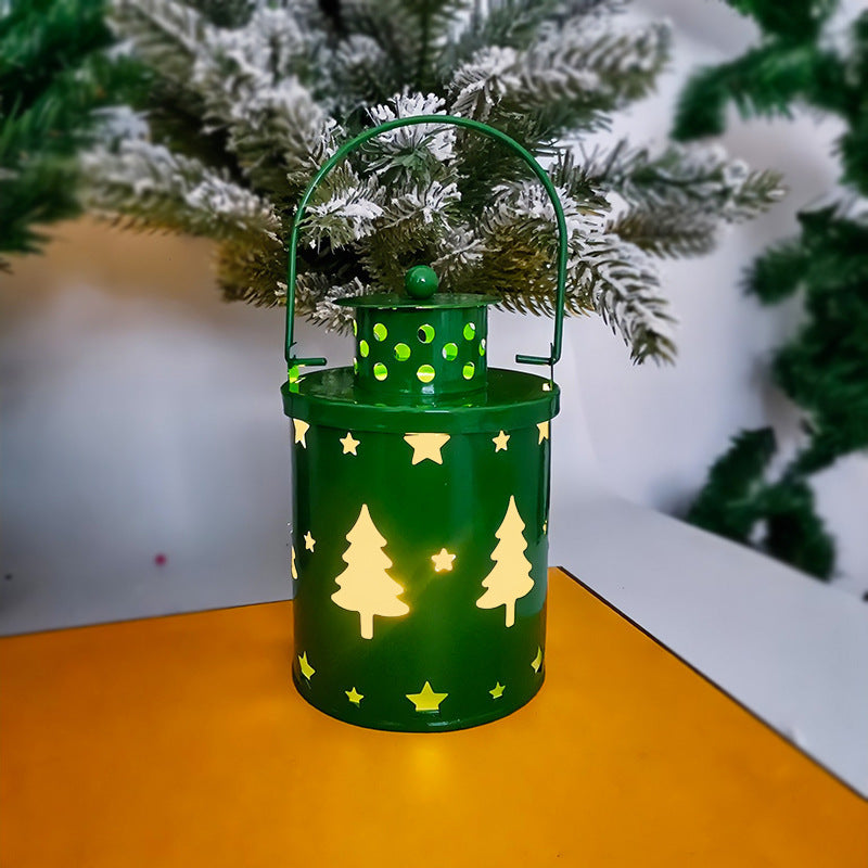 Electronic Christmas Candle with Flickering LED Light – Decorative Iron Candle Holder for Indoor