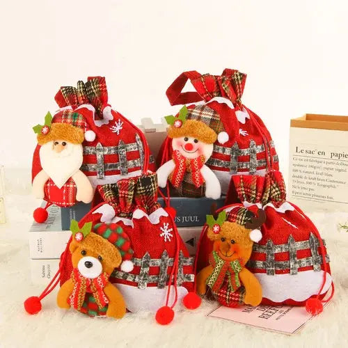 Christmas Gift Bags | Fabric Bags with Drawstring | Various Designs | Reusable
