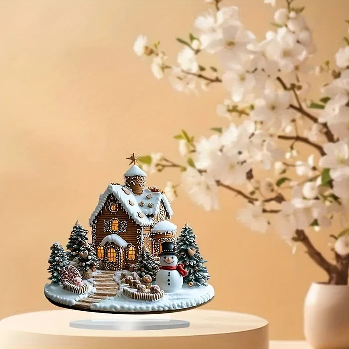 GingerGlow - Festive ginger house in acrylic with a charming snowman