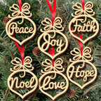 Christmas hanging wooden hollow pendant 6 piece set