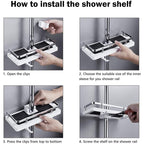 Storage rack for shower rack on bathroom rod