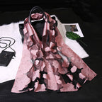 Silk scarf with cut flowers hollow motif