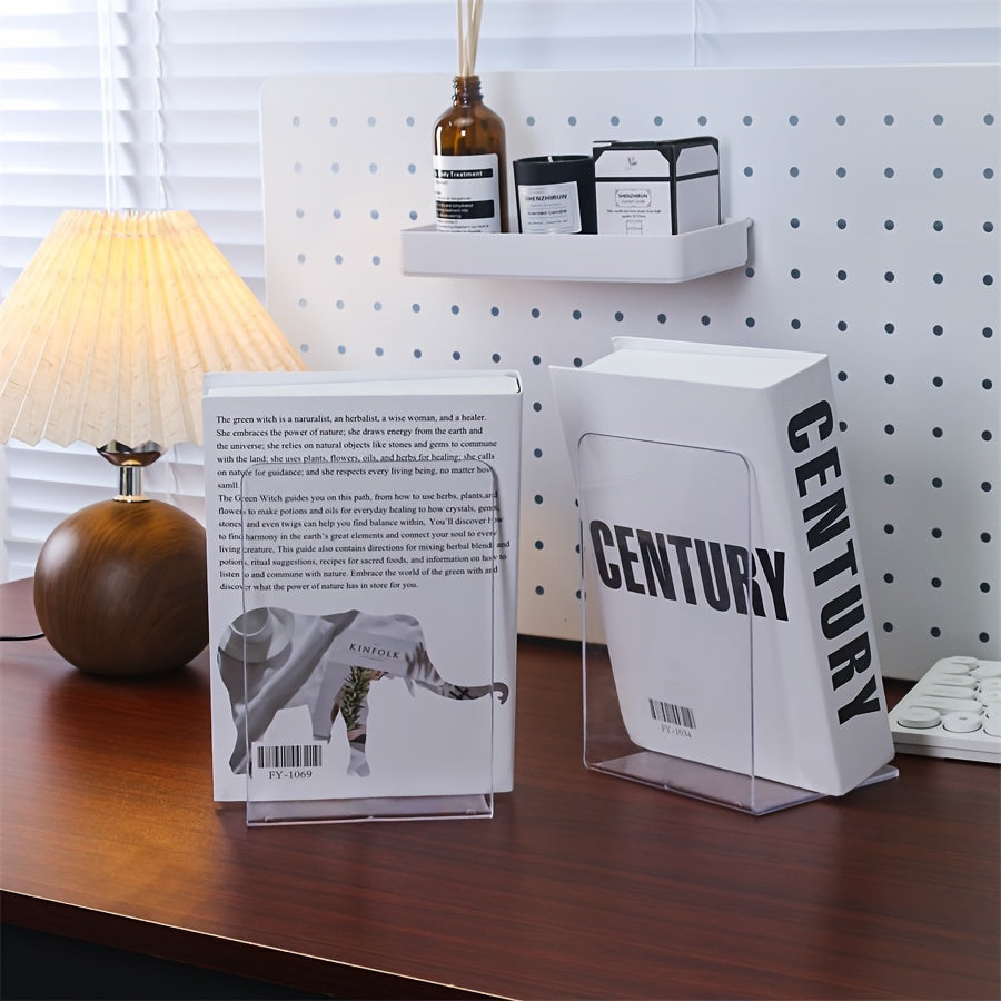 ClearStand - Elegant Transparent Bookends Set of 2