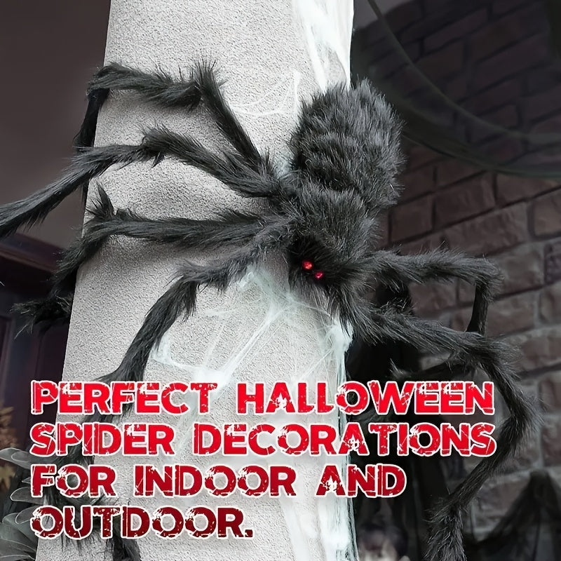WebCreeper Halloween Decoration Set – 2 Giant Spiders 50cm with Stretchy Spider Web