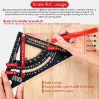 Pro-Adjustable 7" Speed Rafter Square - Multi-Functional Woodworking Layout Tool with Precision Positioner
