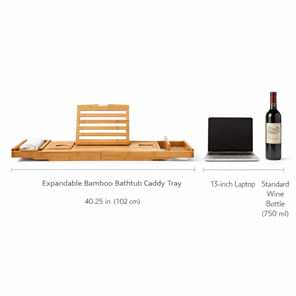 Expandable Bamboo Bathtub/ Caddy Tray with Stands