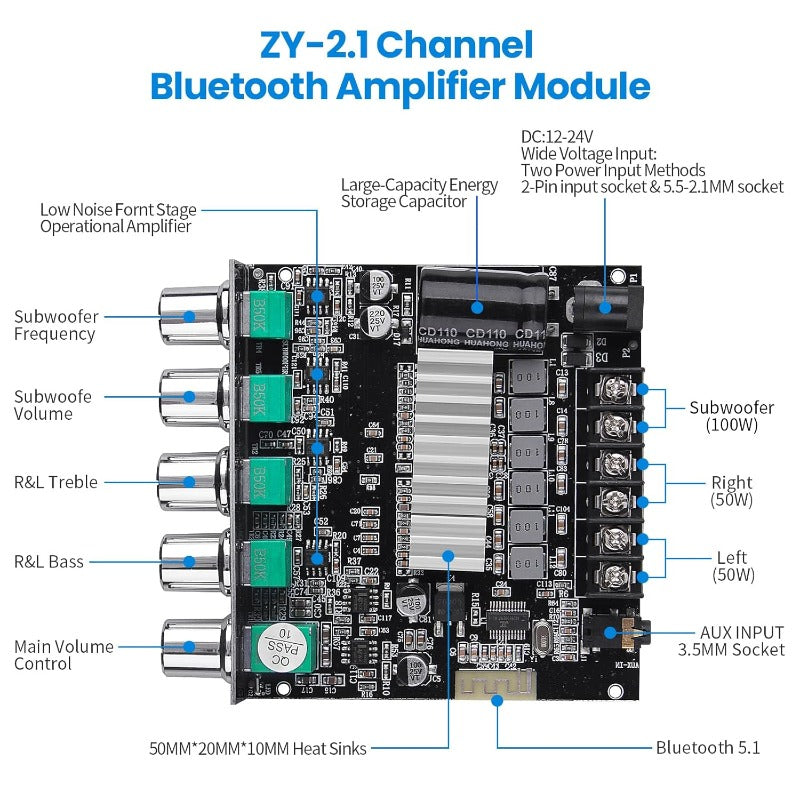 2.1 Channel Bluetooth Amplifier Board