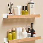 Solid Wood Bathroom Organizer Shelves Without Drilling