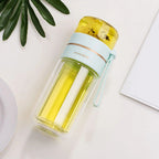 Double-walled glass bottle with tea strainer and infuser