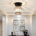 Modern Crystal Ceiling Light with Gold and Black Accents – Stylish Lighting for Your Home