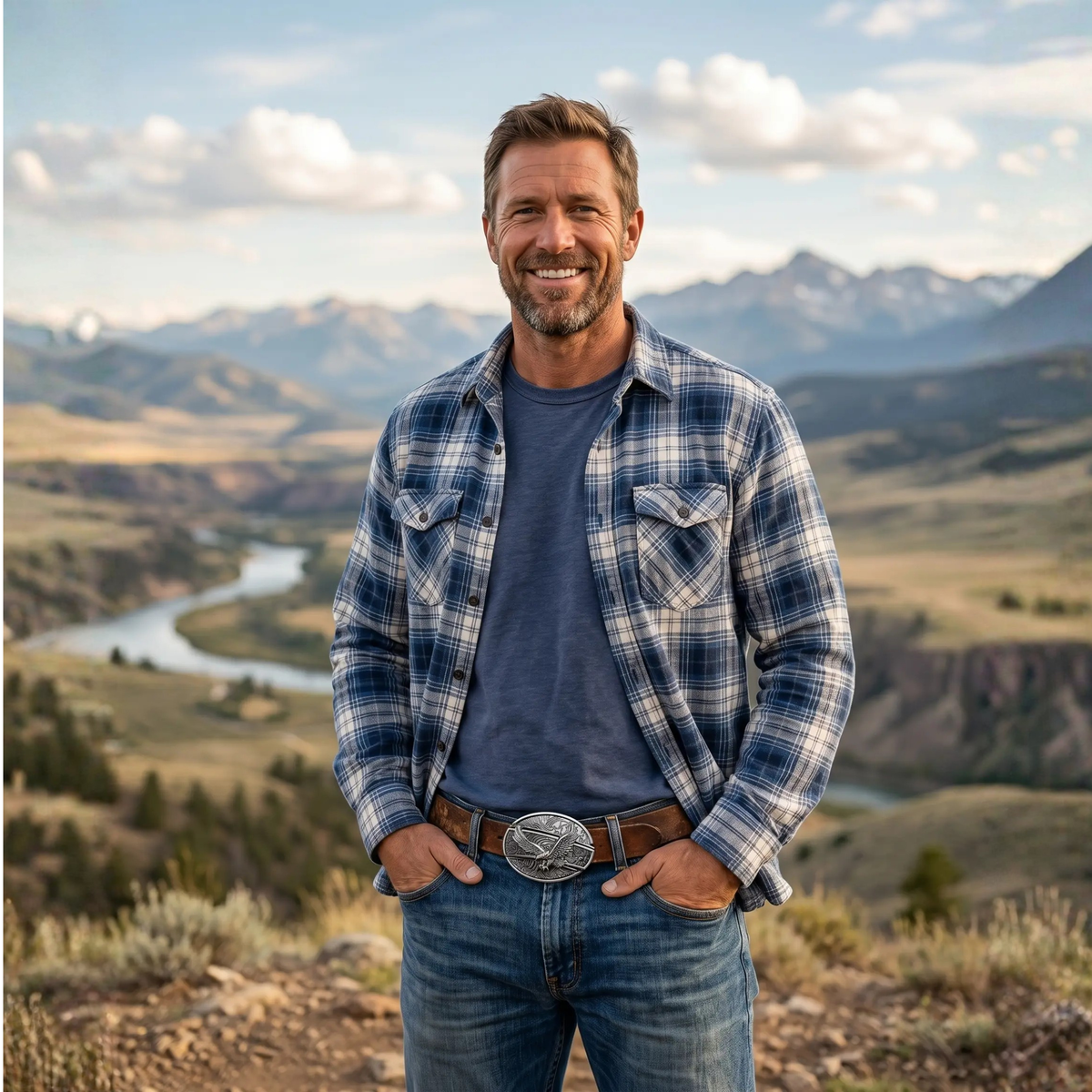 Metal Oval Cowboys Belt Buckle