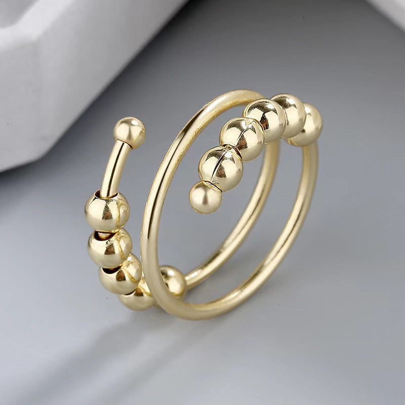 Distribute Your Fear Circle Beads Fidget Ring