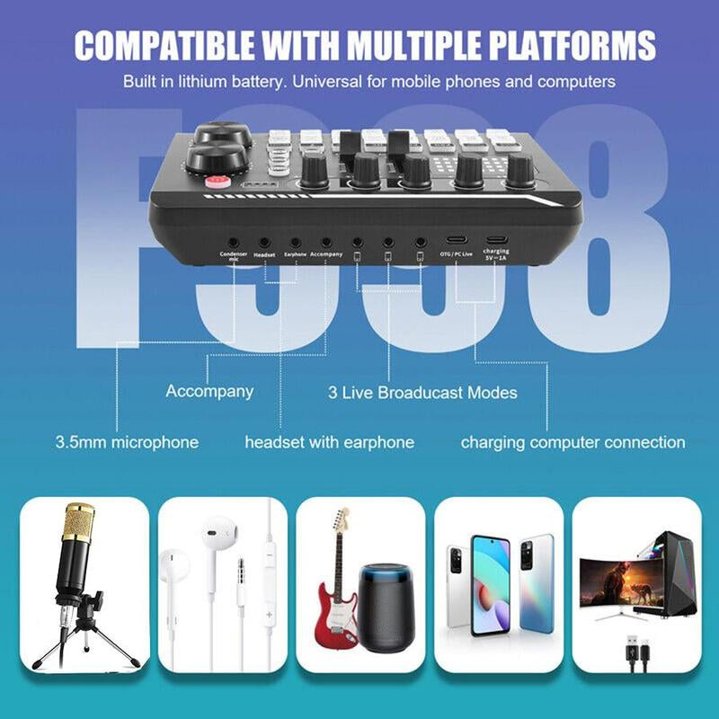 Live sound card with DJ mixer effects & voice changer