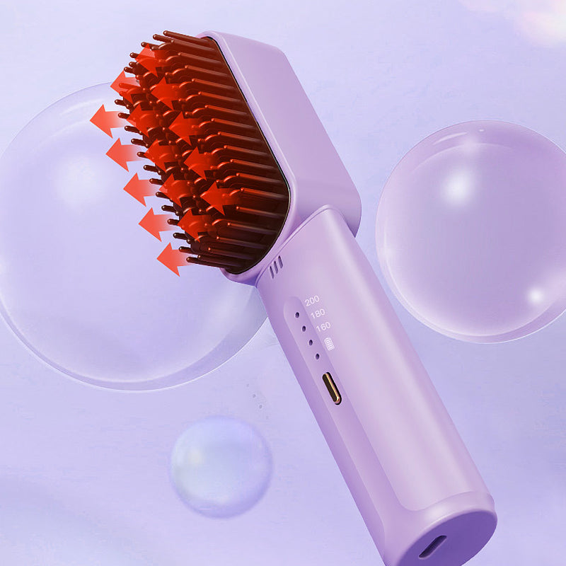 Portable negative ion hair straightener comb