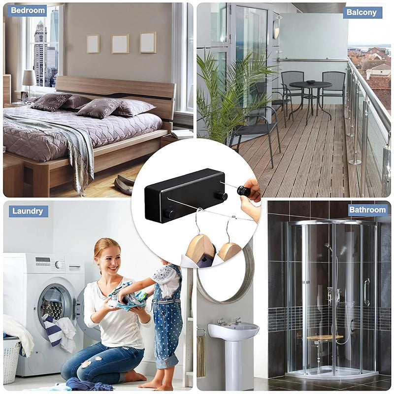 Retractable clothesline for indoors/outdoors