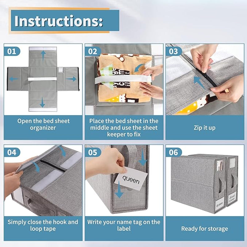 foldable bed sheet set organizer