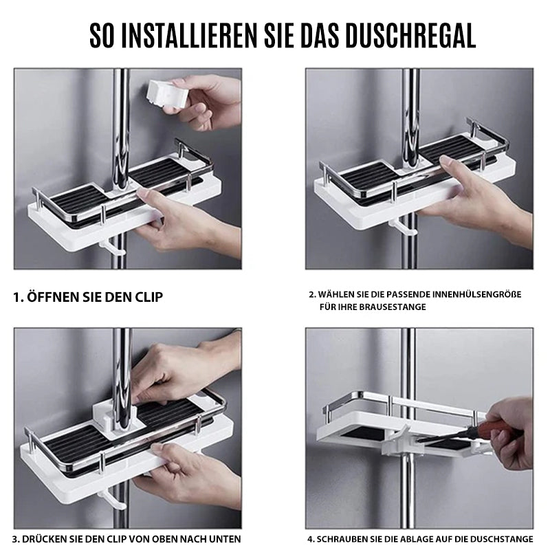 Shower rod storage shelf