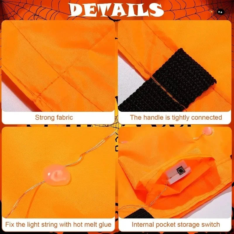 Light Up Pumpkin Halloween Treat Bag