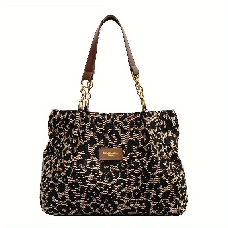 Ladies Handbag Leopard Print One Size Faux Leather