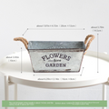 Decorative flower and garden container made of metal with hemp rope handles