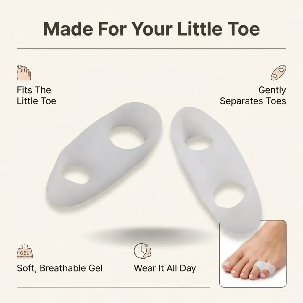 ToeGuard Orthopedic Toe Spacers | Bunionette Corrector - Little Toe Straightener - for Bunions - Hammertoe and Toe Alignment