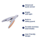PawSure | Pet Nail Clipper - Quick Sensor - LED Light - Safety Guard - Stainless Steel Blades - Safe, Easy and Precise Nail Trimming