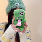 Funny Tongue Sticking Out Plush Phone Case For iPhone
