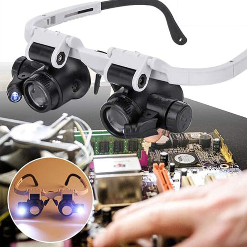 Magnifying glasses with LED lamps for double eyes