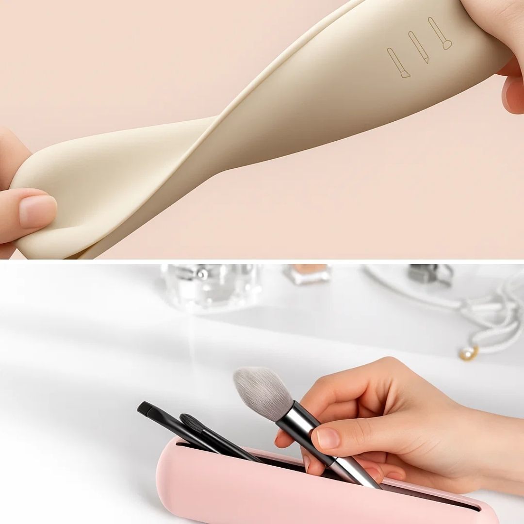 Organise & Protect Your Brushes – Dust- & Water-Resistant Silicone Case – Keep Clean & Tangle-Free