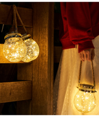 Solar LED Lantern in Glass – Decorative Garden Lighting with Wire Lights and Carry Handle