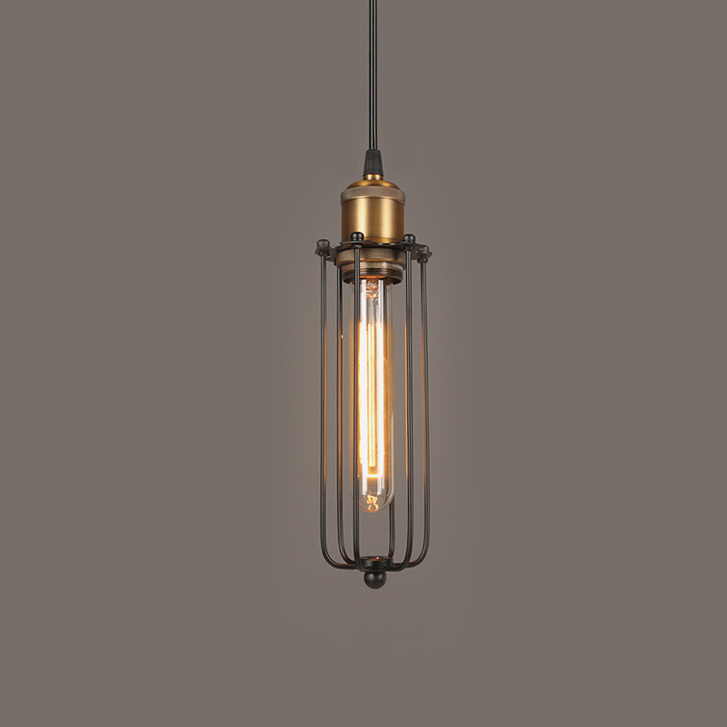 Industrial Pendant Light in Retro Design – Vintage Hanging Lamp with Metal Grid