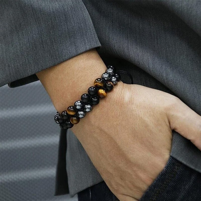 Double-layered gemstone bracelet