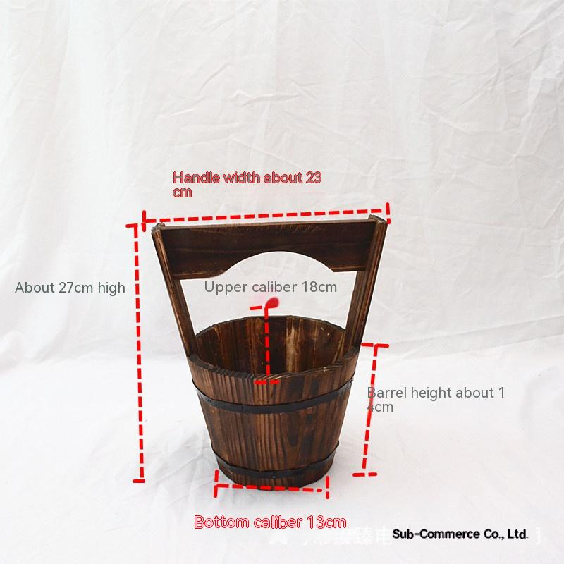 Wooden Bucket Planter in Barrel Design for Garden and Terrace – Decorative Flower Pots made of Wood