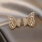 Butterfly earrings with pearls and diamonds