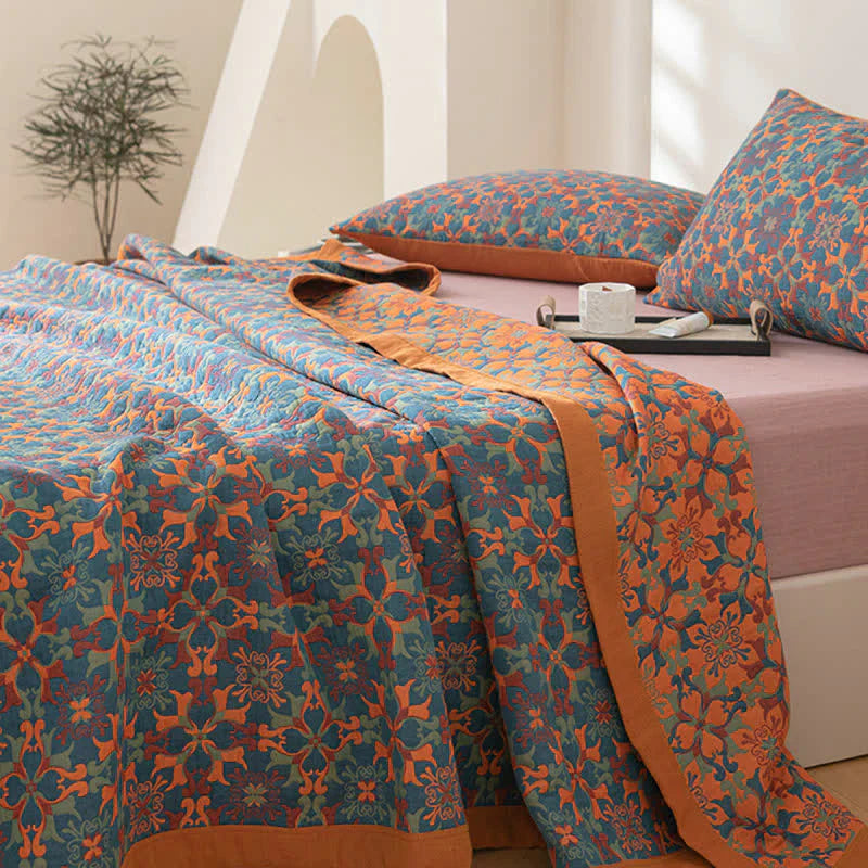 & Blue Pattern Six-layer Cotton Quilt - TerraLoom