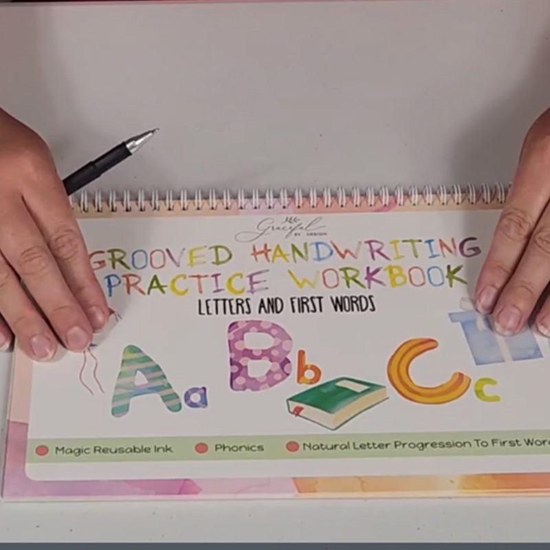 Reusable ribbed handwriting workbooks