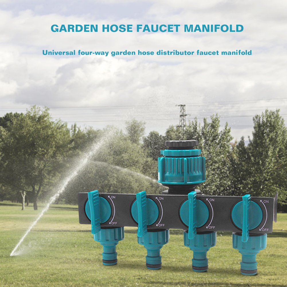 Universal 4-way garden hose splitter – Adjustable faucet splitter