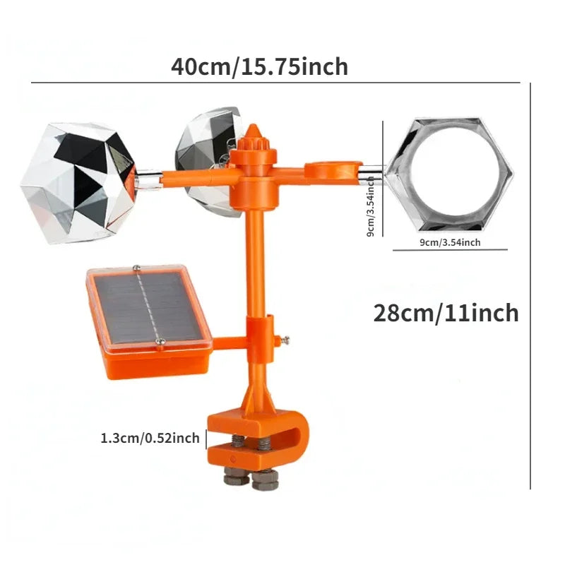 SunSpin Bird Protector – 360° Reflective Pigeon Scarecrow Solar-Powered