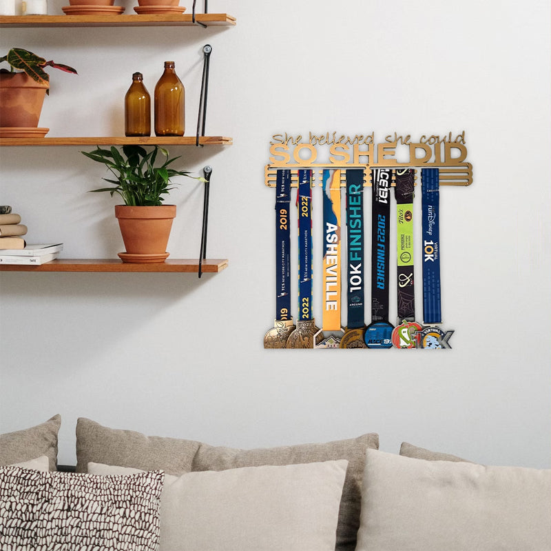 Metal Letter Hooks - "She believed she could, so she did"