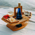 Compact picnic table with wooden bottle holder