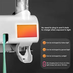 Smart UV Light Sterilizer Toothbrush Holder, Wall Mounted Toothpaste Dispenser
