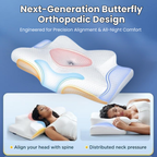 Memory Foam Pillow for Ultimate Comfort – Sleeping Pillow with Ergonomic Butterfly Design for Deep Rest & All-Night Support