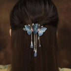 Temperament Butterfly Rhinestone Tassel Hair Clip