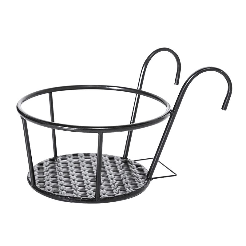 Hanging Plant Basket made of Metal – Balcony Planter Pot with Hook for Garden and Terrace
