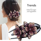 Rhinestone Double Flower Hair Clip