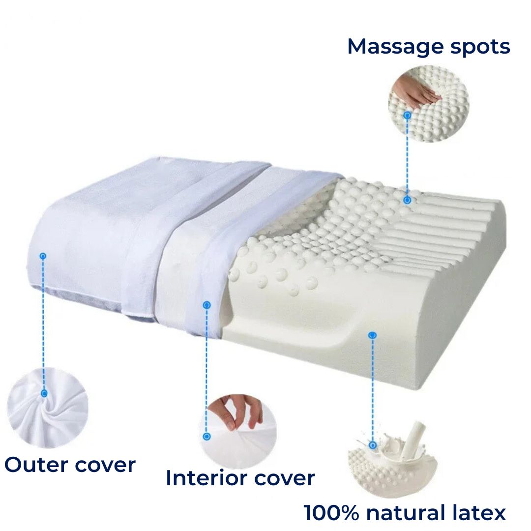EcoNeck Comfort | 100% Natural Latex Orthopedic Pillow - for Neck Pain - Comfortable and Supportive Pillow - Better Sleep - Wellness