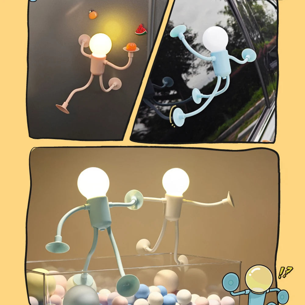 Creative Bendable Cartoon Night Light with Suction